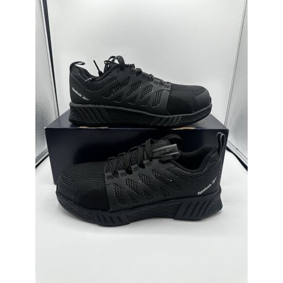 Reebok Women’s Black Work Fusion Flexweave Composite Toe Work Sneaker Size 8w - Picture 1 of 6